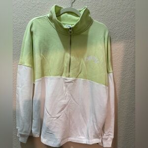 PINK victory secret LIME GREEN AND WHITE WOMENS SWEATSHIRT SZ. M
